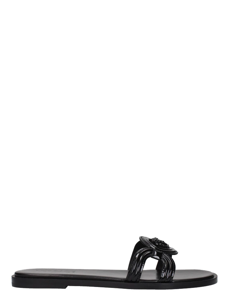 Black Leather Slippers