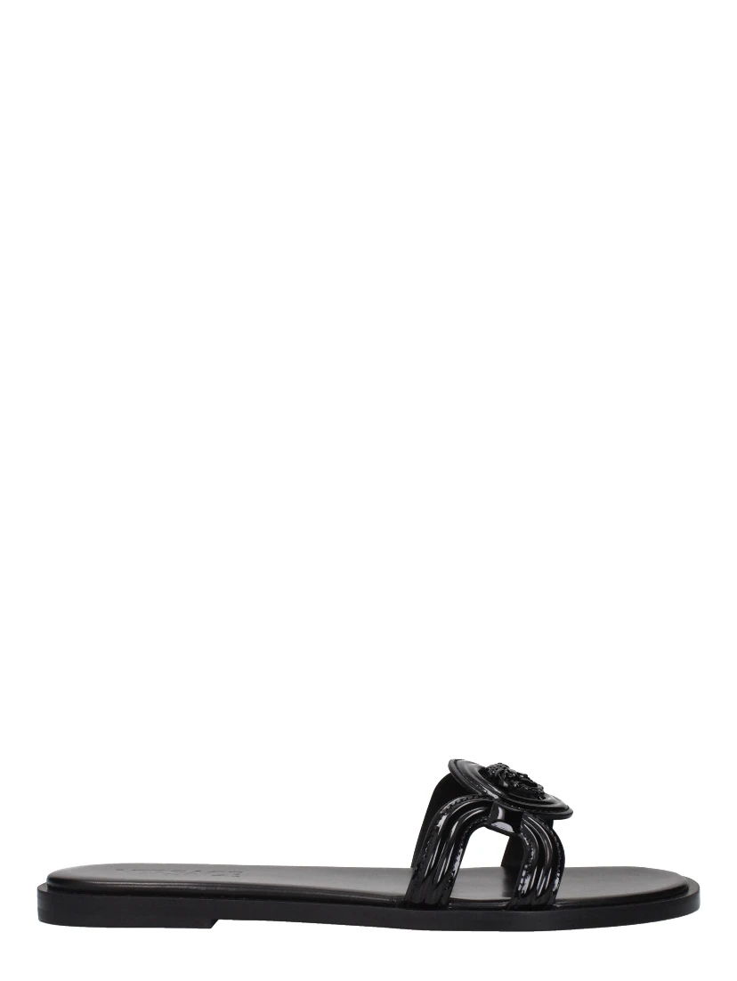 Black Leather Slippers