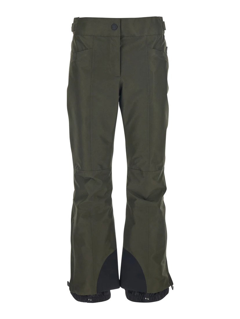 Green Pants with Elastic Drawstring Hem and Logo Patch on the Sleeve in Tech Fabric Woman
