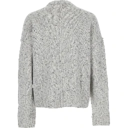 Grey Crewneck Sweater with Dropped Shoulders in Wool Blend Man
