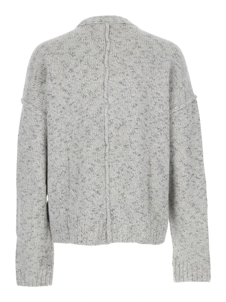 Grey Crewneck Sweater with Dropped Shoulders in Wool Blend Man alternative