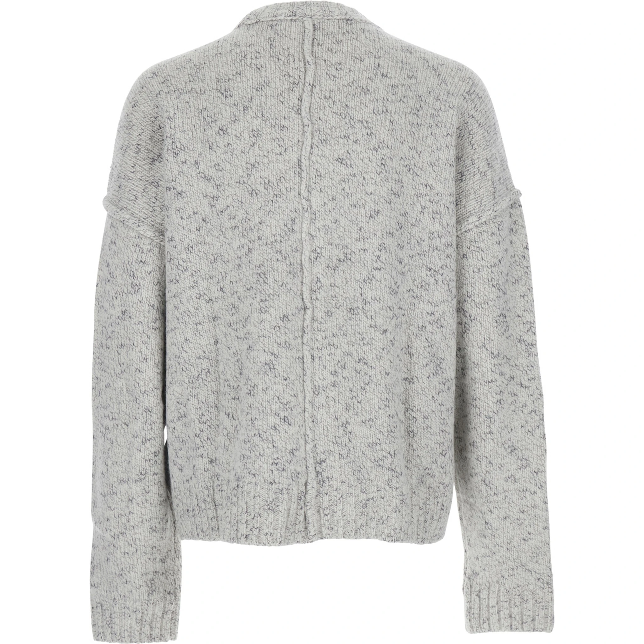 Grey Crewneck Sweater with Dropped Shoulders in Wool Blend Man