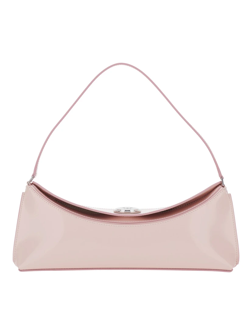 Le Calisso Pink Shoulder Bag with Engraved Snap Button in Leather Woman