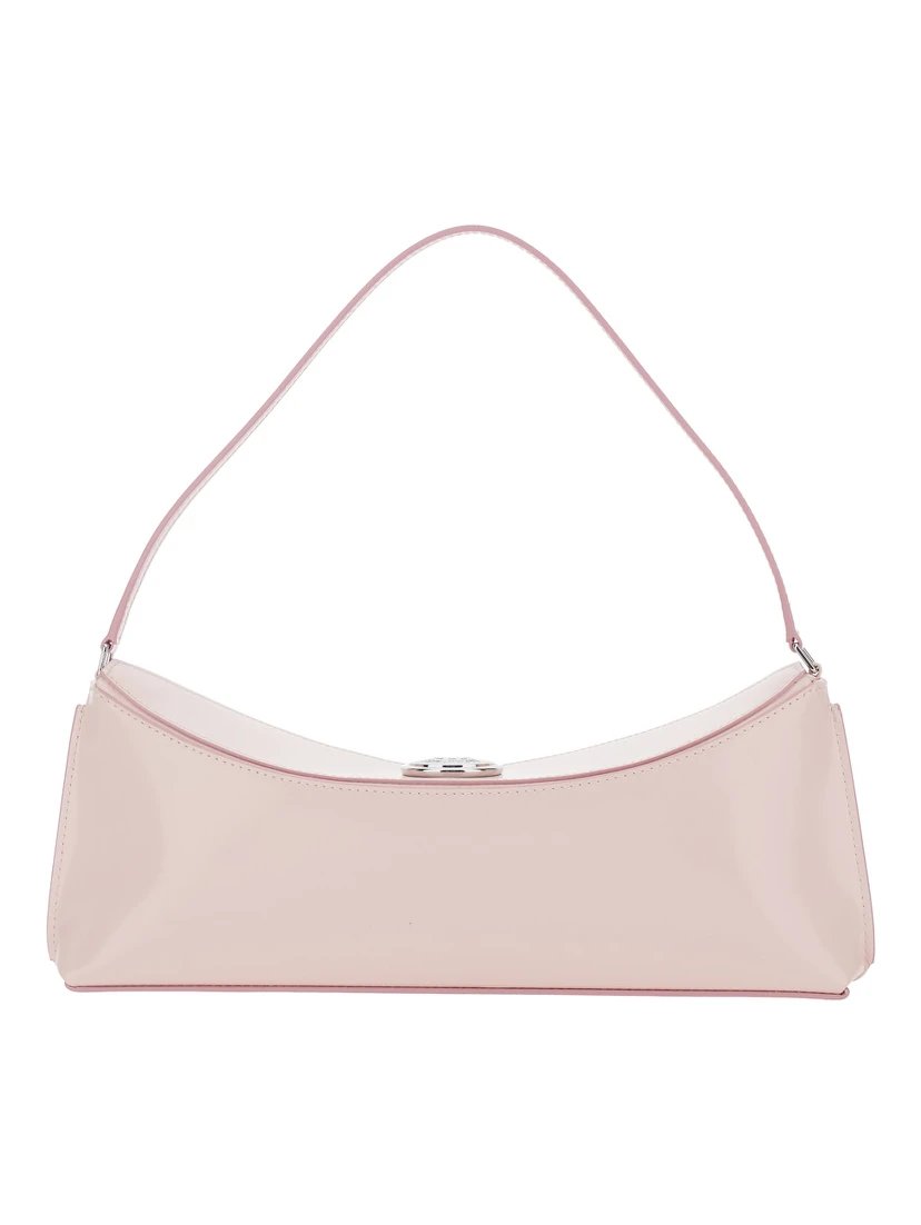 Le Calisso Pink Shoulder Bag with Engraved Snap Button in Leather Woman