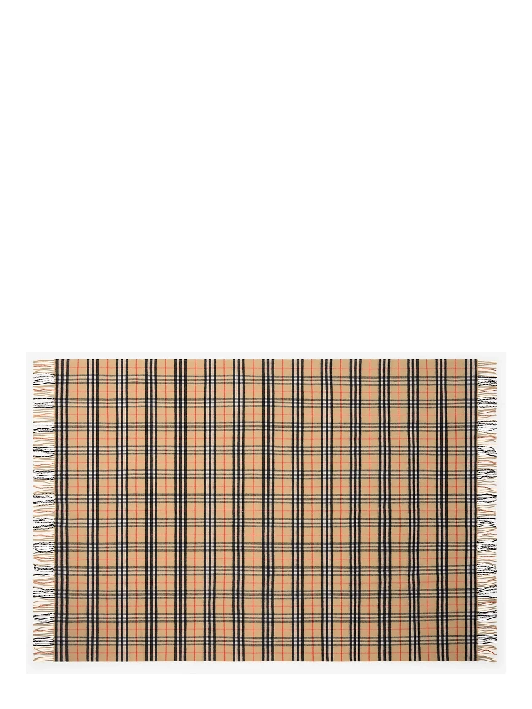 Wool and cashmere blanket with check pattern