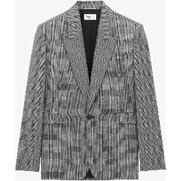 checked single-breasted blazer
