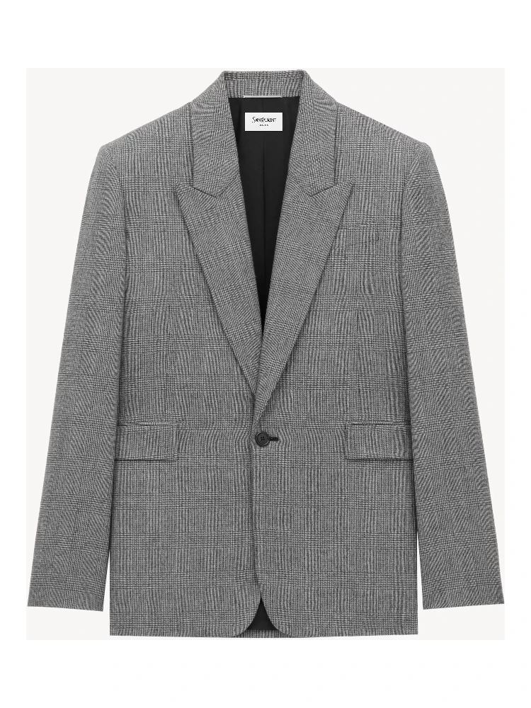 checked single-breasted blazer