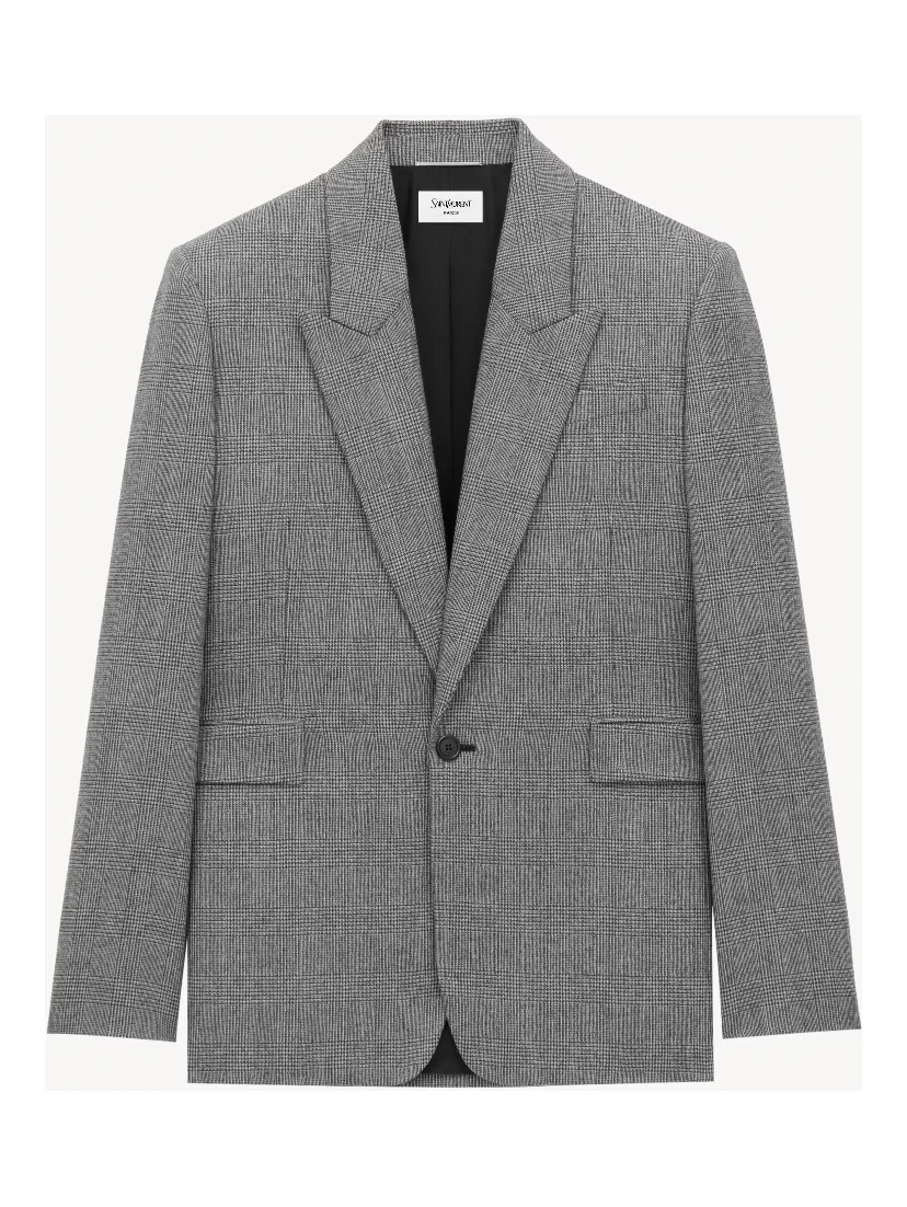 checked single-breasted blazer