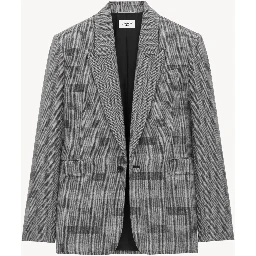 checked single-breasted blazer