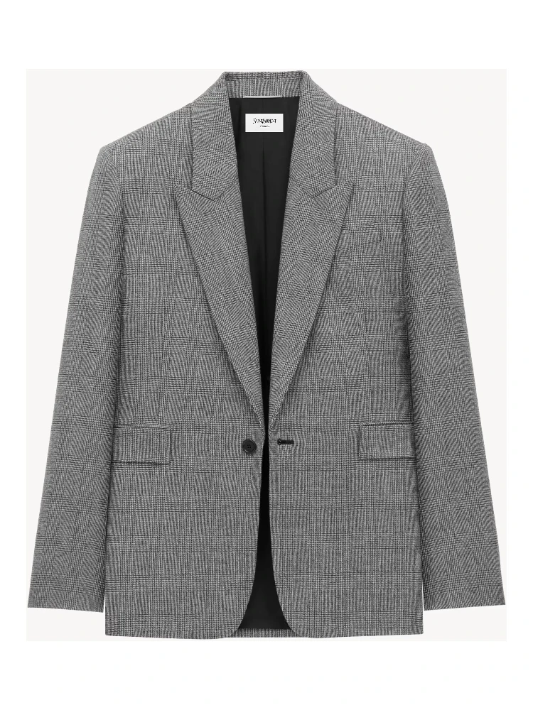 checked single-breasted blazer alternative