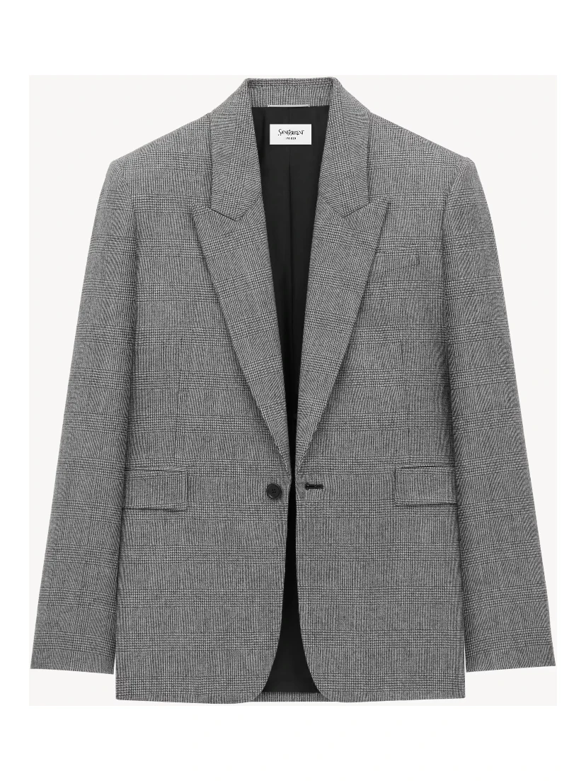 checked single-breasted blazer