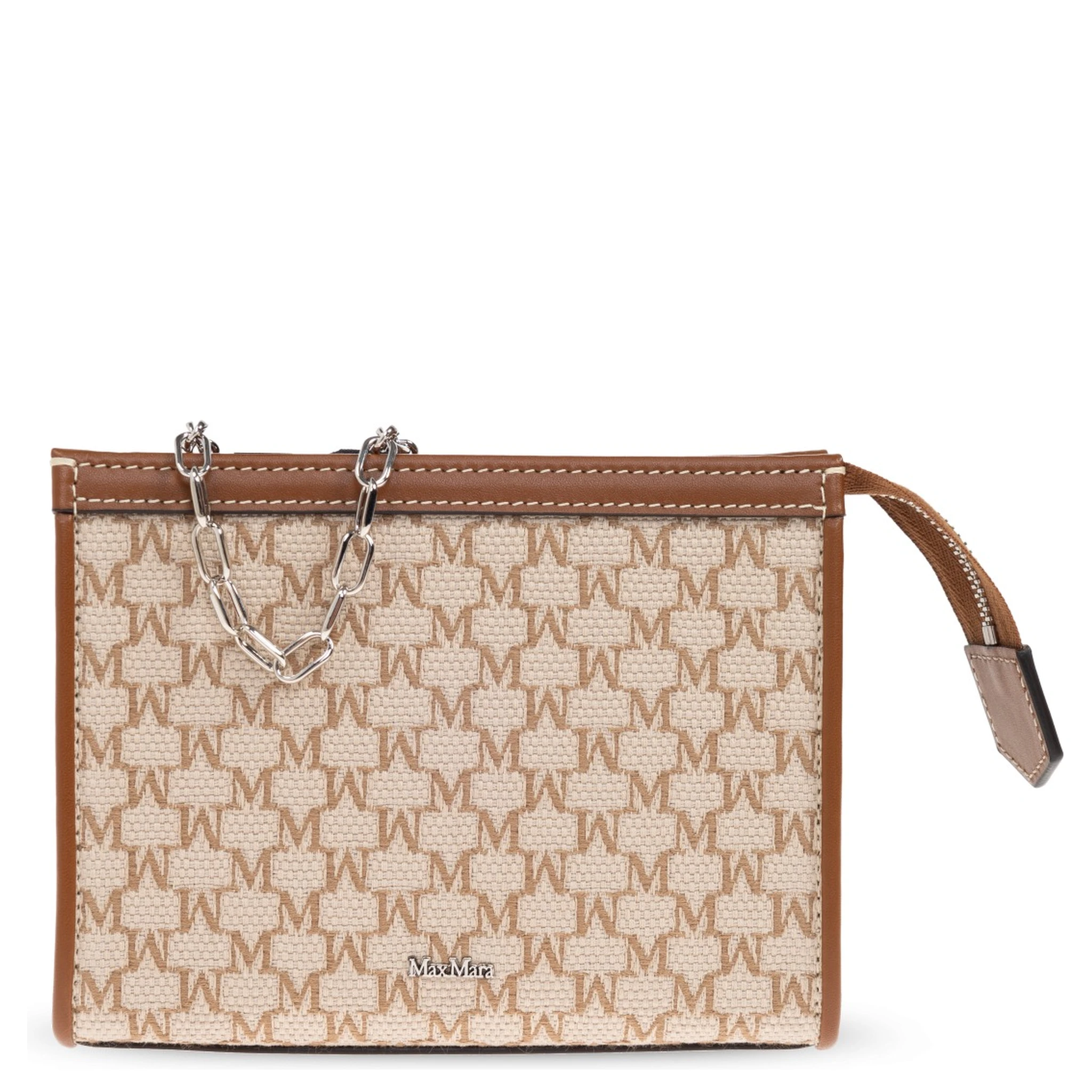 Pouch with chain and monogram