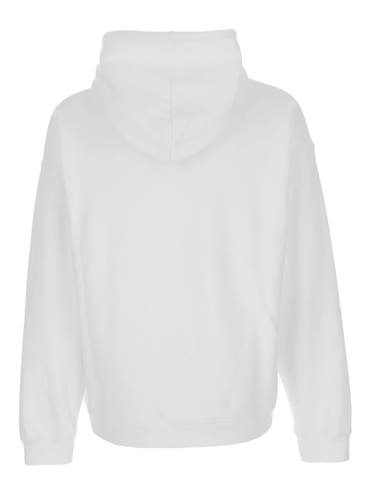 D2 x Magliano White Hoodie with Drawstring Hood with Maxi Print on the Front in Cotton Man alternative