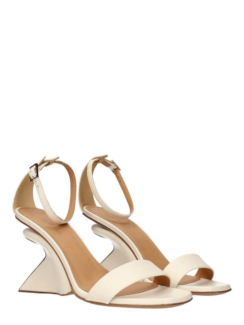 Beige Leather Platform Sandals