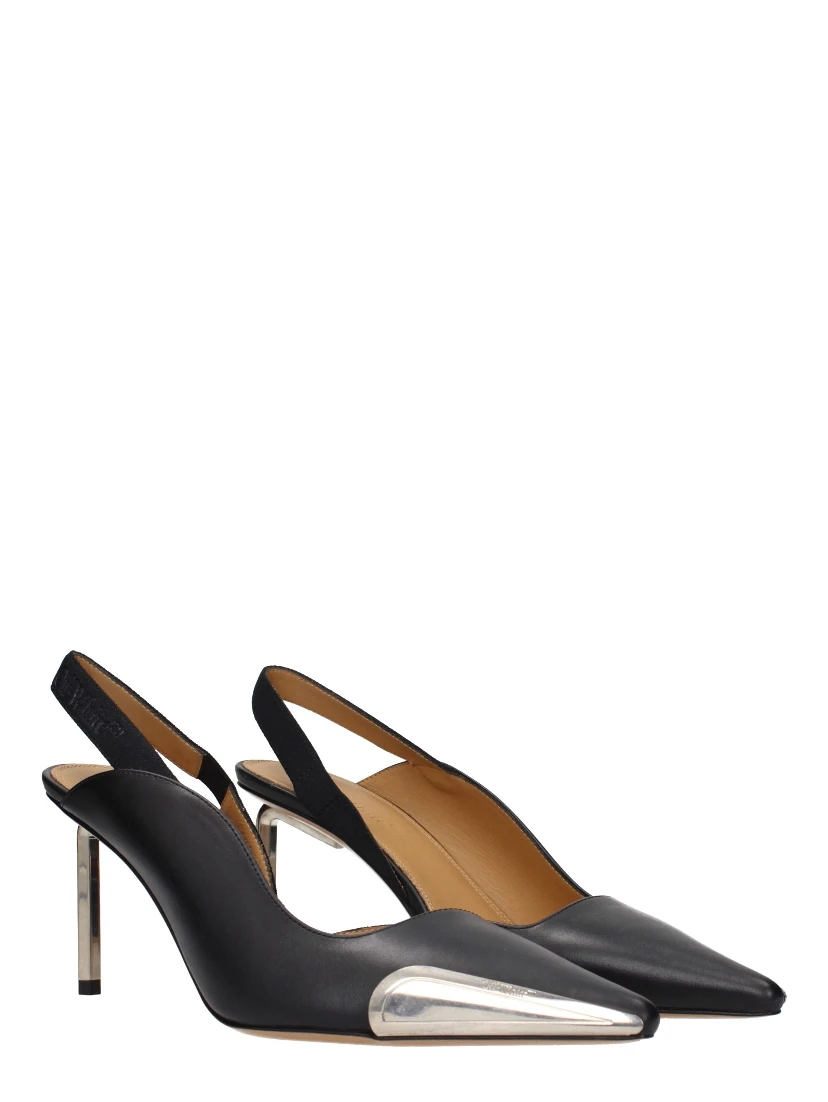 Black Leather High Heel Pumps