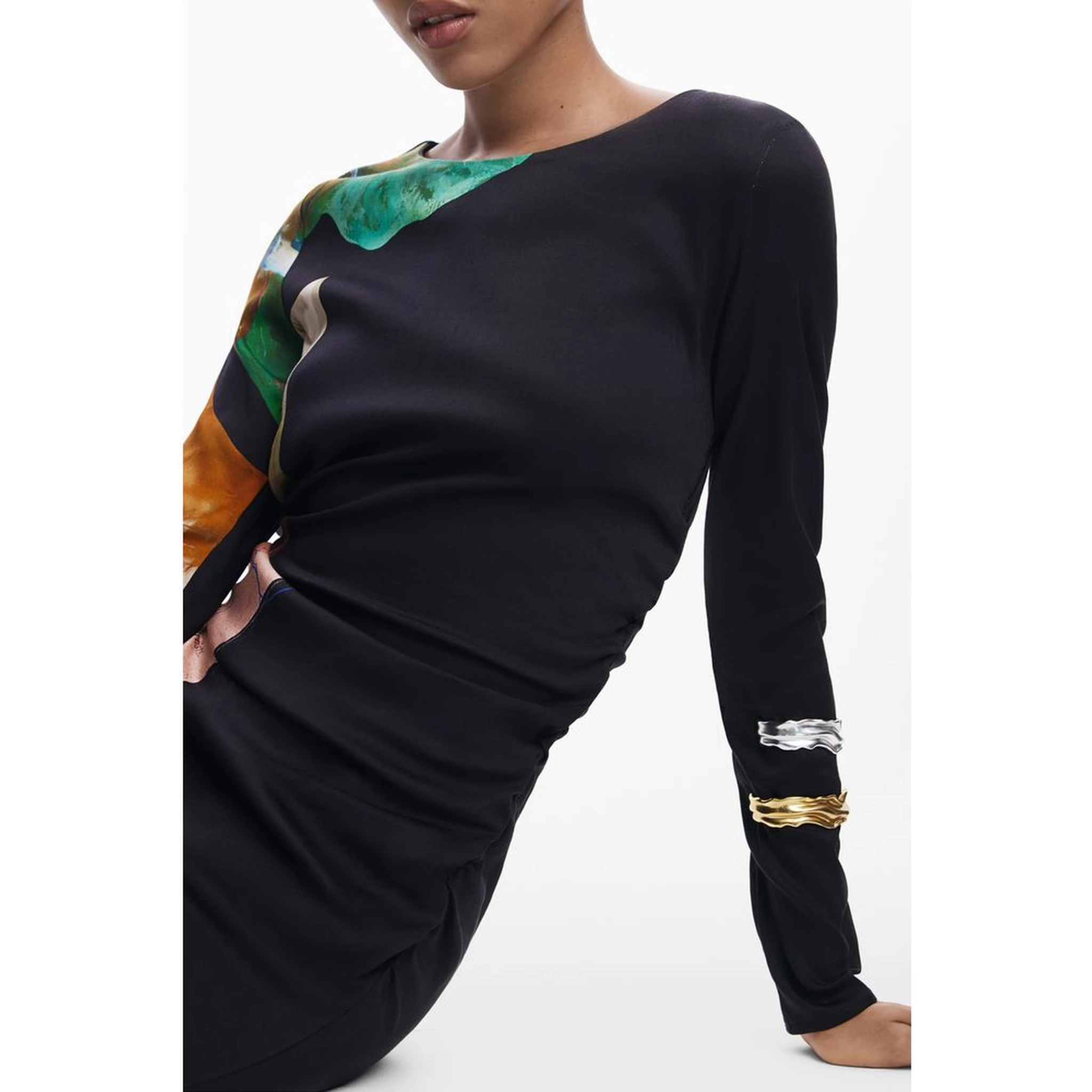 Black Viscose Women Dress