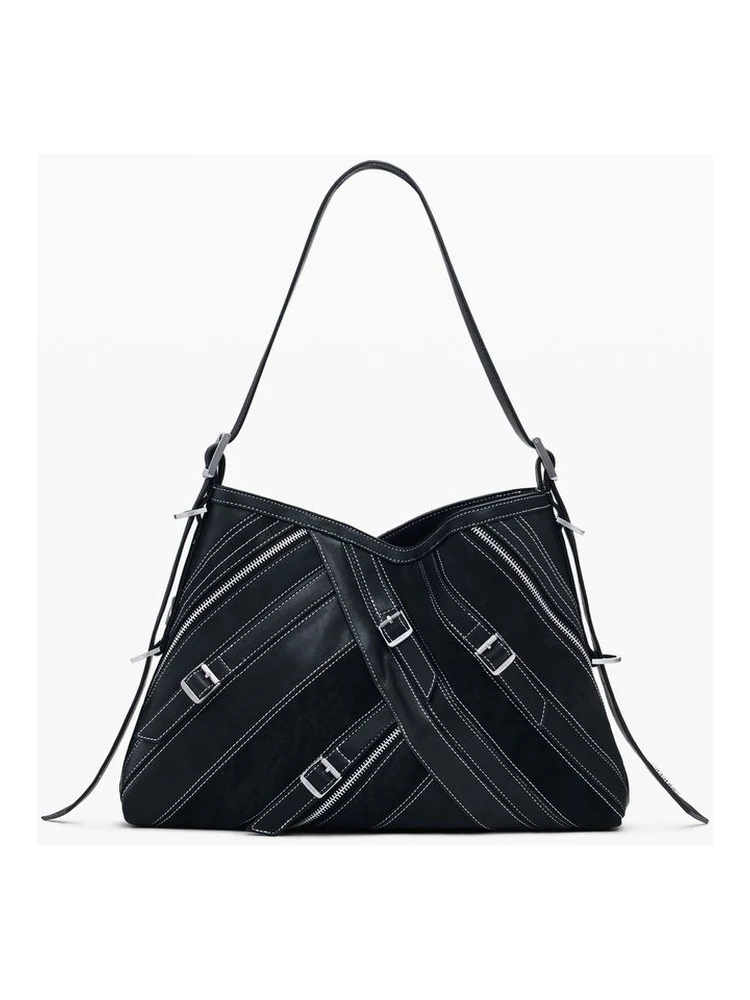 Black Polyethylene Women Handbag