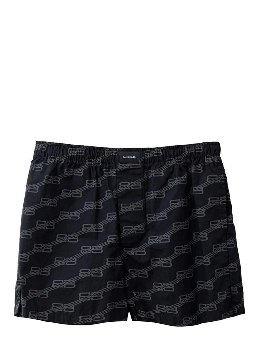 Black Cotton Bermuda Shorts