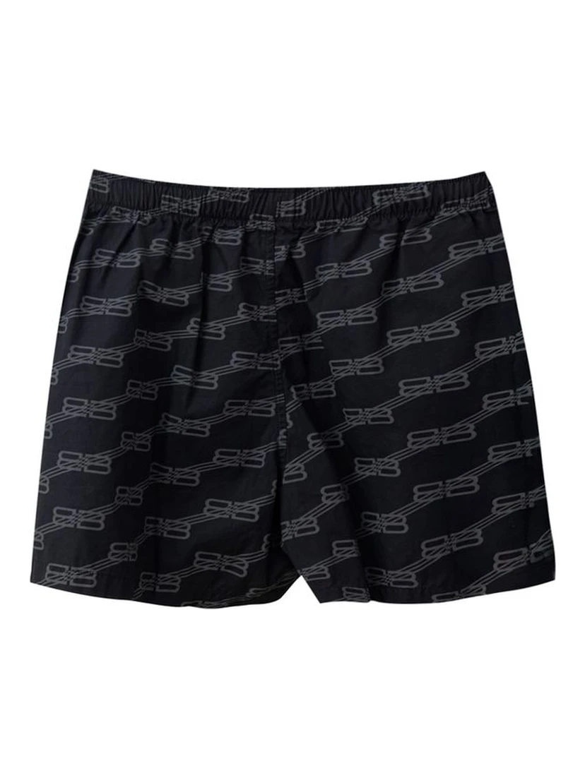 Black Cotton Bermuda Shorts