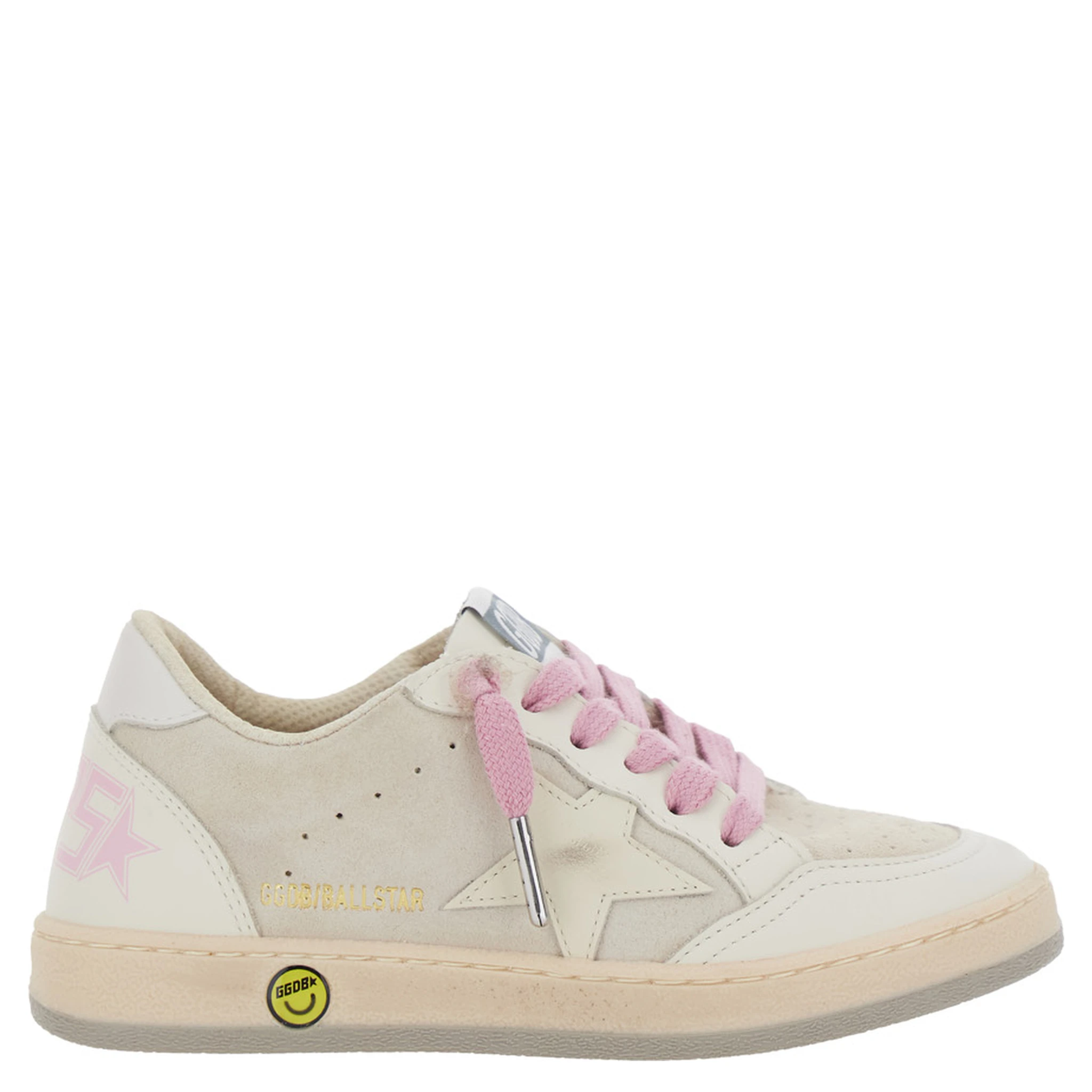 Superstar White Low-Top Sneakers with Side Star in Leather Girl