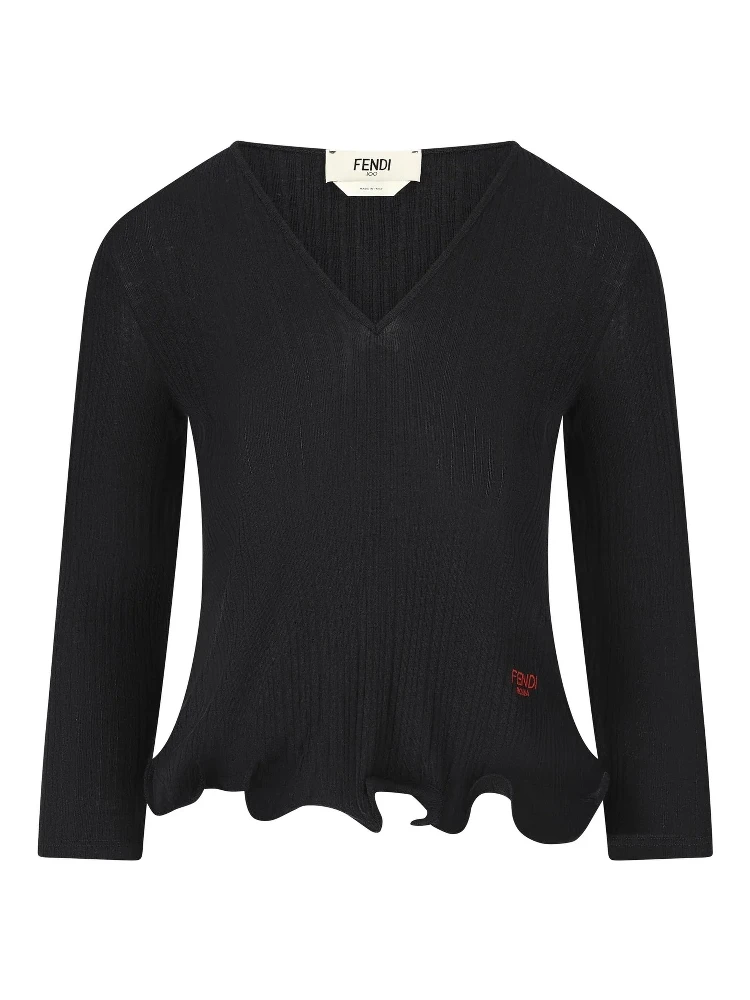 V-neck t-shirt in virgin wool