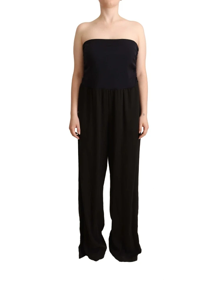 Black Lyocell Strapless Straight Trouser Jumpsuit