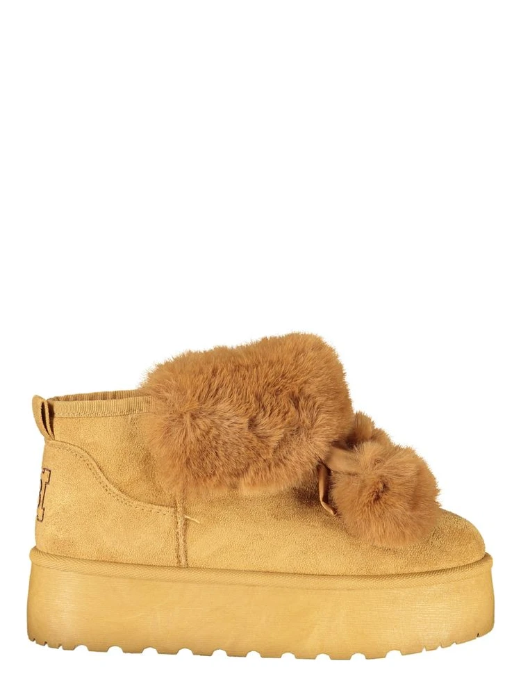 Brown Polyester Women Boot