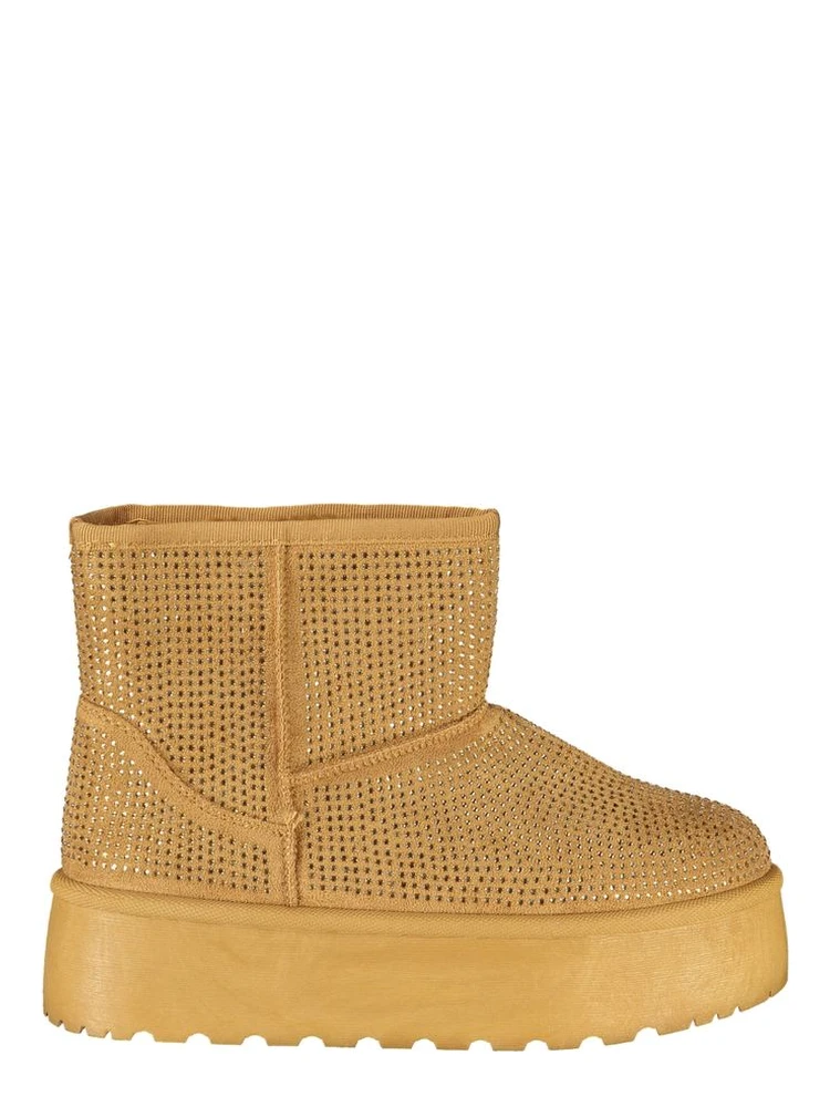 Brown Polyester Women Boot