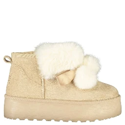 Beige Polyester Women Boot