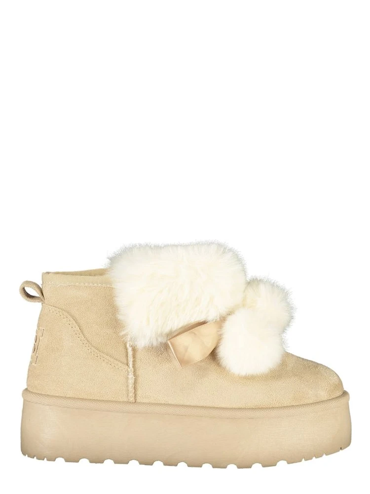 Beige Polyester Women Boot