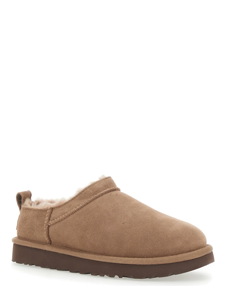 “Classic Micro” Beige Ankle Boots with Logo Embossed in Suede Woman alternative