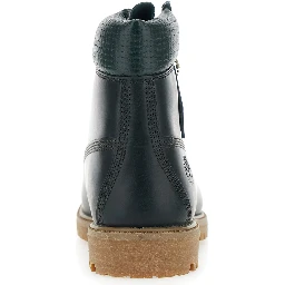 Green Water-Proof Boots with Logo Plate in Leather Man