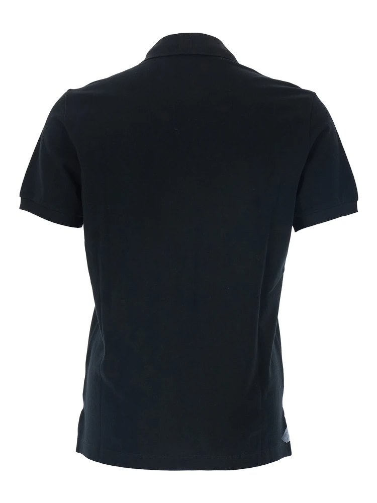Black Polo Shirt with Logo Patch on the Front in Cotton Pique Man alternative