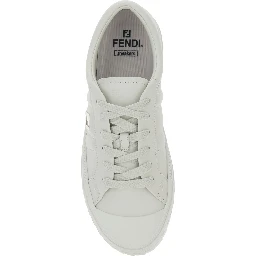 “Domino” White Low-Top Sneakers with Metallic Logo on the Side in Leather Man