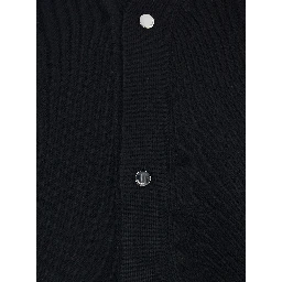 Black V-Neck Cardigan with J Logo on the Back in Wool Man