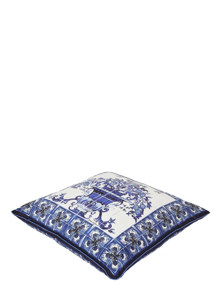 Multicolor Square Cushion with All-Over Floral Print and Side Zip Closure in Cotton Home alternative
