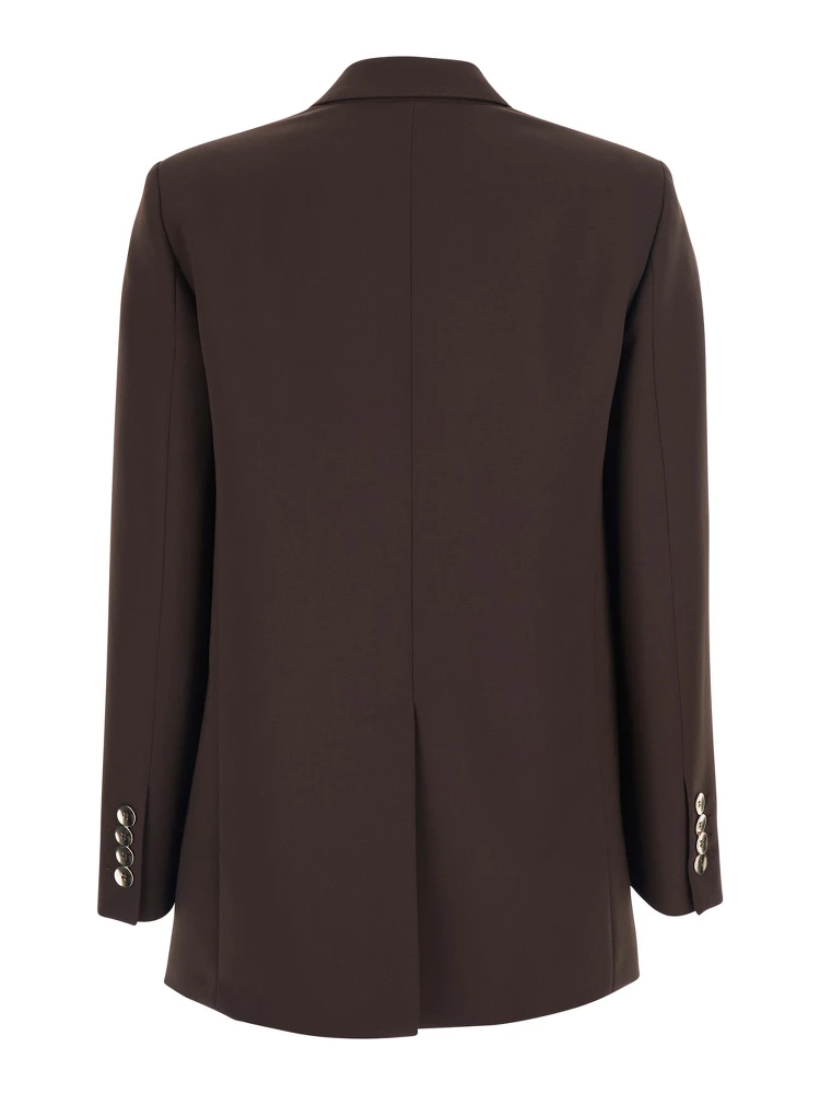 Brown Double-Breasted Jacket with Peak Revers in Wool Blend Woman alternative