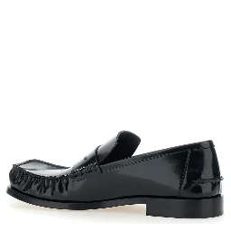 Truman Black Loafers with Side Logo Patch in Leather Man