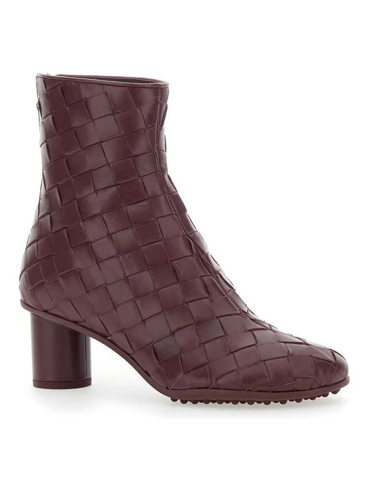 Atomic Bordeaux Ankle Boots with Braided Design and Kitten Heel in Leather Woman alternative