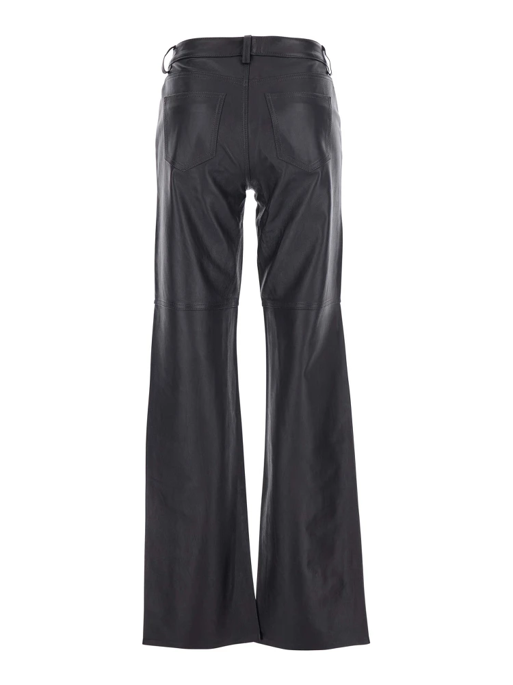 Brown Pants with Belt Loops in Leather Woman alternative