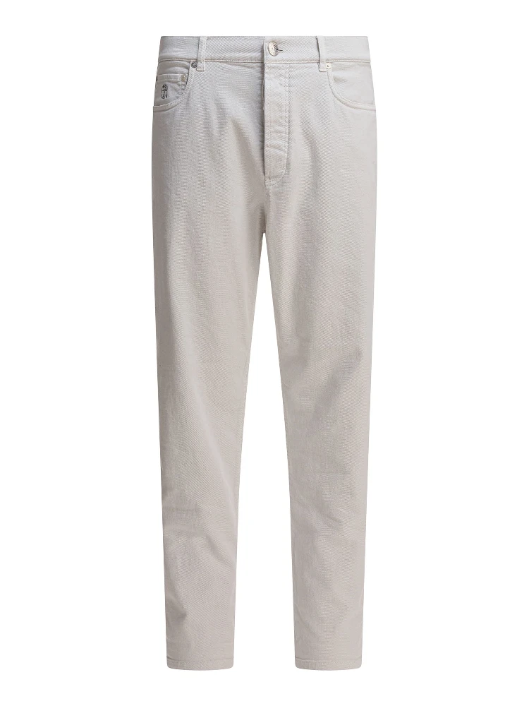Logo-embroidered cotton trousers