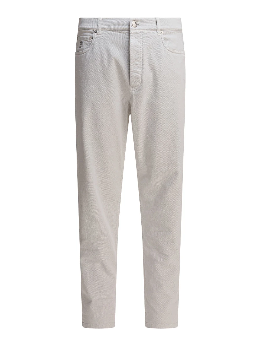 Logo-embroidered cotton trousers