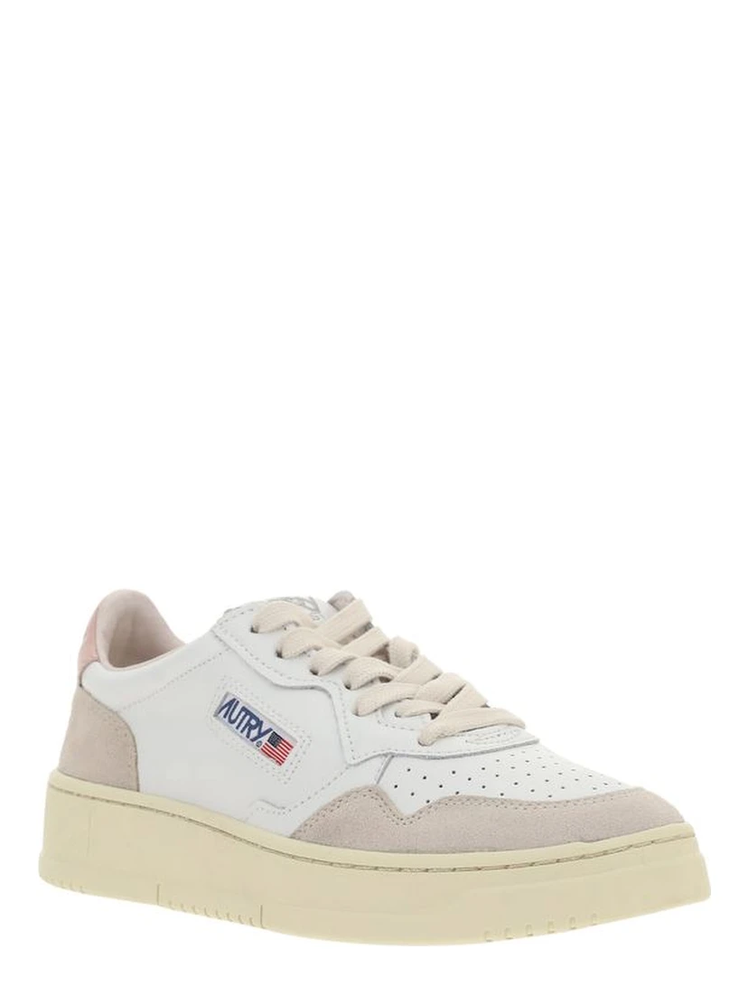 White Leather Low Top Sneakers
