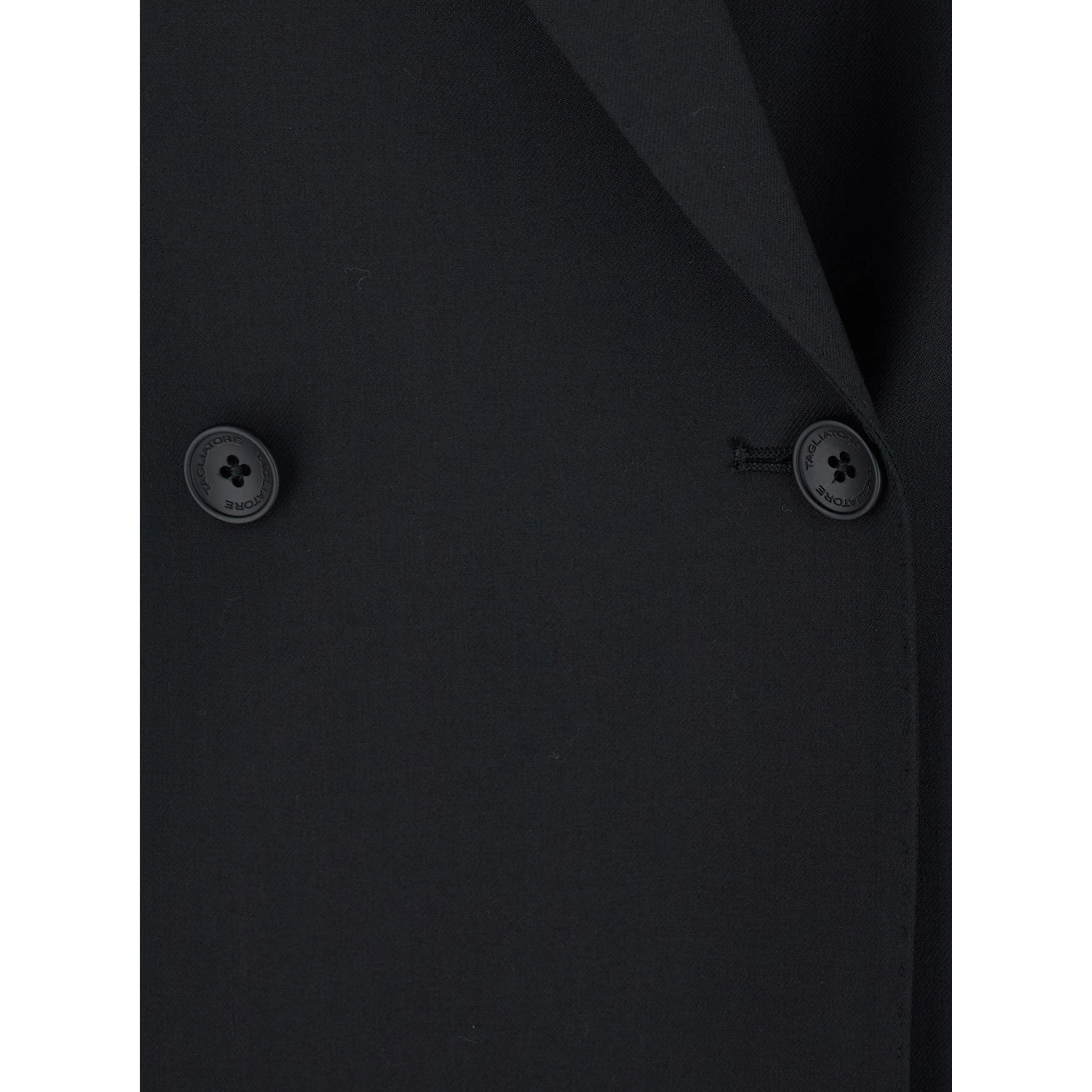 Black Double Breasted Jacket with Classic Lapels in Wool Woman