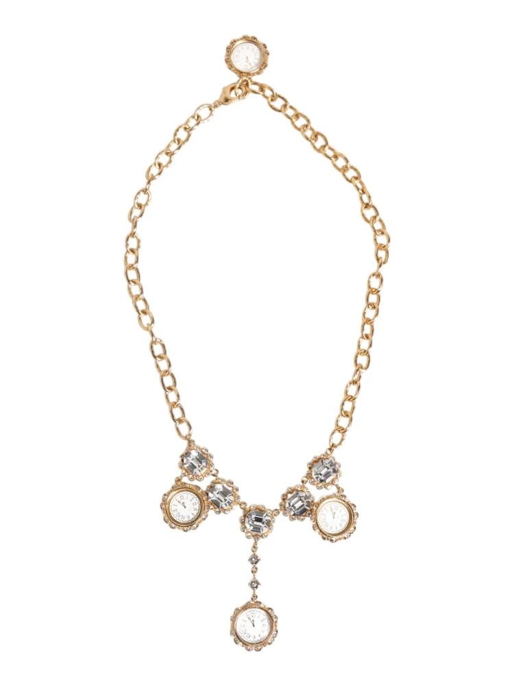 Gold Crystal Clock Pendant Statement Jewelry Necklace alternative