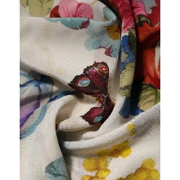 White Floral Print Silk Sheath LongGown Dress