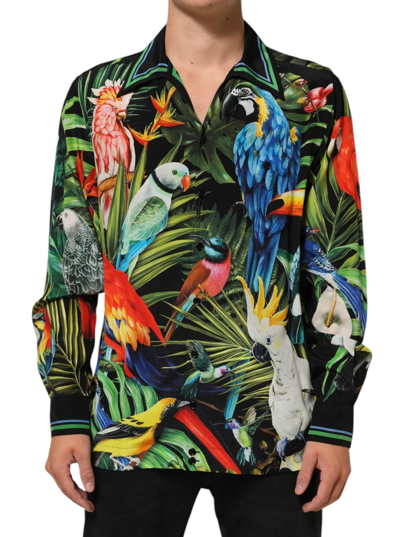 Multicolor Parrot Print Lounge Casual Shirt