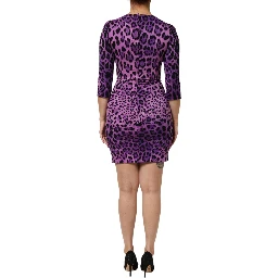 Violet Leopard Sheath Bodycon Mini Dress