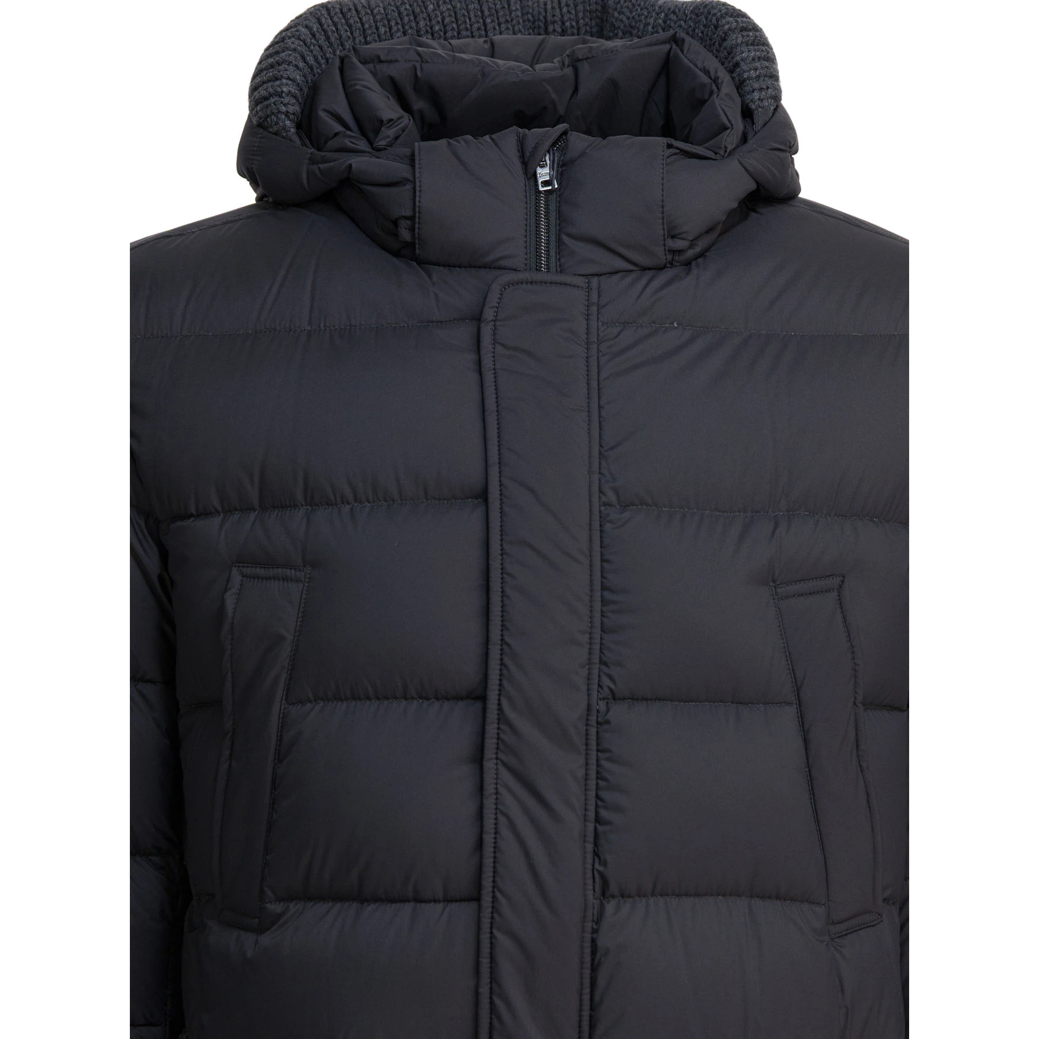 Long down jacket with hood