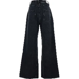 Debby Black Jeans with Wide Leg and Logo Patch on the Rear in Denim Woman